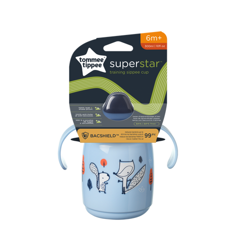 כוס שתיה ואימון עם פייה רכה נגד נזילות וידיות אחיזה לגיל 6 חודשים+ בנפח 300 מ''ל - כחול
