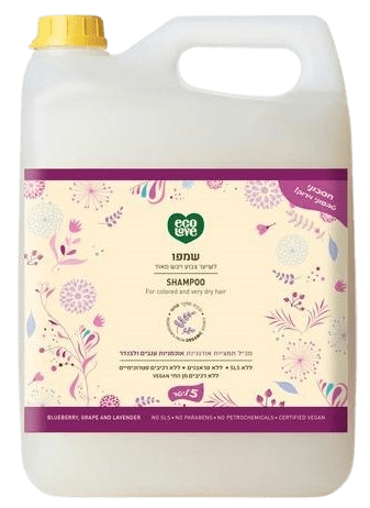 שמפו לשיער צבוע ויבש מאוד פירות סגולים 5 ליטר ecoLove