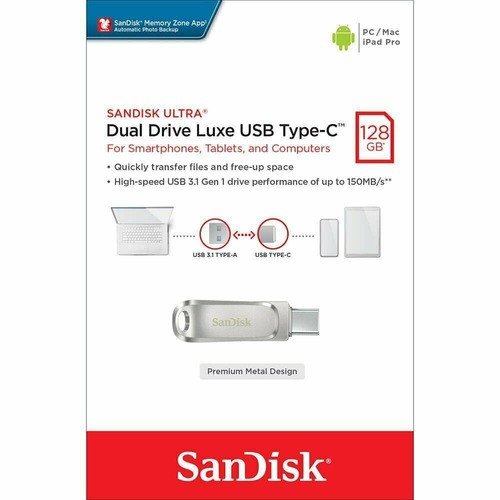 דיסק און קי SanDisk - Dual Drive Luxe USB Type-C 128GB SDDDC4