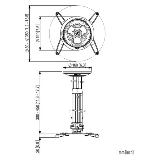 מתקן תליה טלסקופי תקרתי למקרן PPC1030