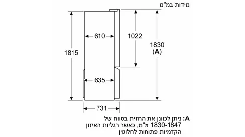 מקרר 4 דלתות 605 ליטר SIEMENS דגם KF96NAXEAL נירוסטה מושחרת