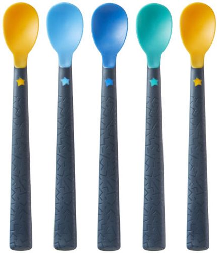 5 כפיות האכלה ארוכות ורכות לתינוק softee נוחות לאחיזה (4 חודשים+)