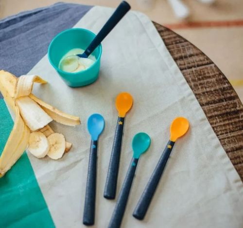 5 כפיות האכלה ארוכות ורכות לתינוק softee נוחות לאחיזה (4 חודשים+)