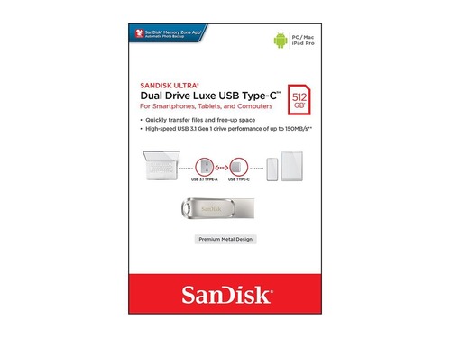 דיסק און קי SanDisk - Dual Drive Luxe USB Type-C 512GB SDDDC4