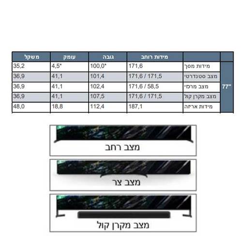 טלוויזיה חכמה Sony 77