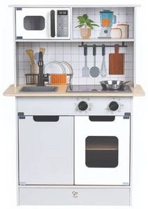 מטבח משחק לילדים עם אורות וצלילים + מחבת ומרית - אפור בהיר