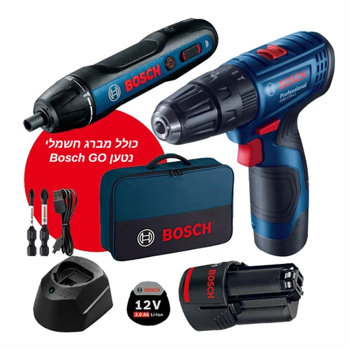 סט מב' / מק' רוטטת BOSCH GSB 120-LI + מברג BOSCH GO