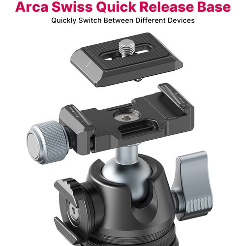 Ulanzi MT-47 חצובה שולחנית טלסקופית מתכתית עם פלטת Arca-Type וראש כדורי 