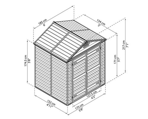 מחסן גינה Skylight אפור 1.9x1.5