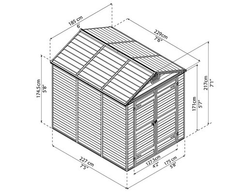 מחסן גינה Skylight אפור 1.9x2.3