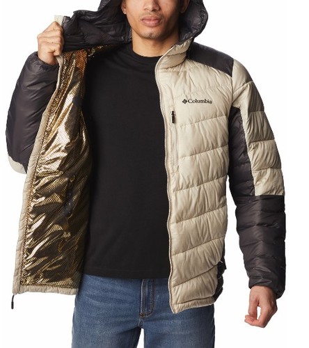 מעיל פוך לגברים Labyrinth Loop Hooded Dark Stone
