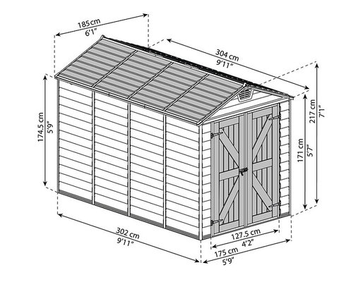 מחסן גינה Skylight קרם 1.9X3