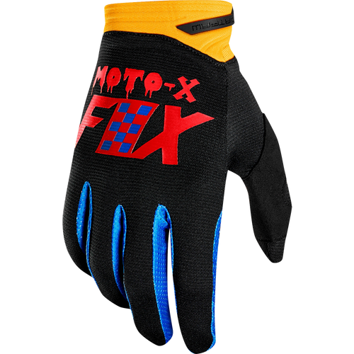 כפפות רכיבה פוקס שחור / צהוב - FOX DIRTPAW CZAR V19 