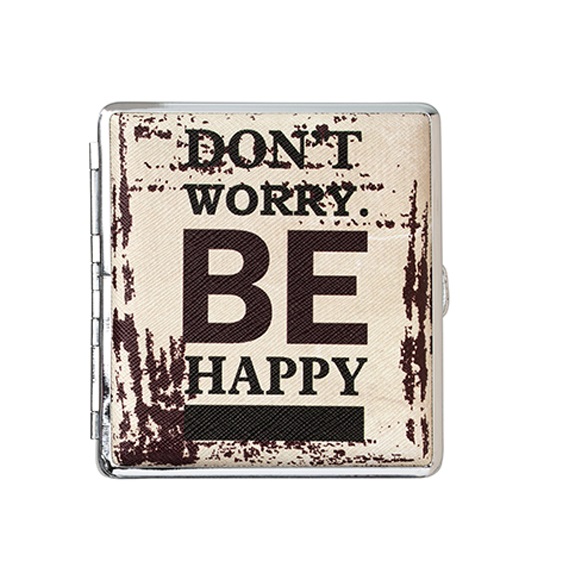 קופסת מתכת שטוחה לסיגריות BE HAPPY