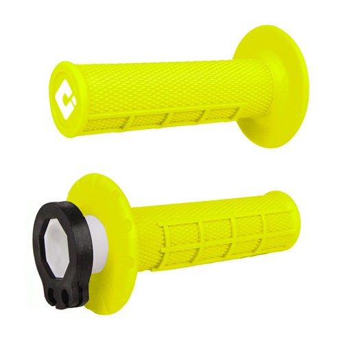 גריפים עם נעילה וידית מצערת צהוב - ODI V2 LOCK ON HALF WAFFLE 