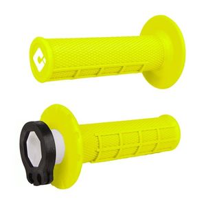גריפים עם נעילה וידית מצערת צהוב - ODI V2 LOCK ON HALF WAFFLE 