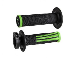 גריפים עם נעילה וידית מצערת שחור / ירוק  - ODI EMIG PRO V2 LOCK-ON GRIPS