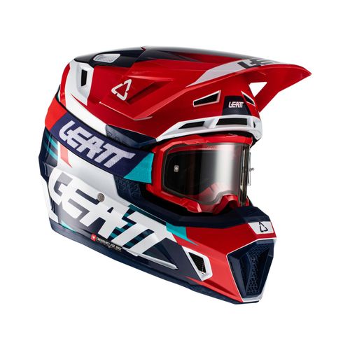 קסדת ליט 7.5 כחול / אדום כולל משקפי אבק - LEATT MOTO 7.5 ROYAL V22