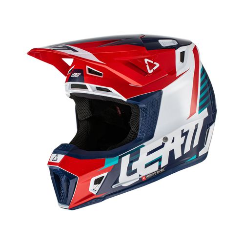 קסדת ליט 7.5 כחול / אדום כולל משקפי אבק - LEATT MOTO 7.5 ROYAL V22