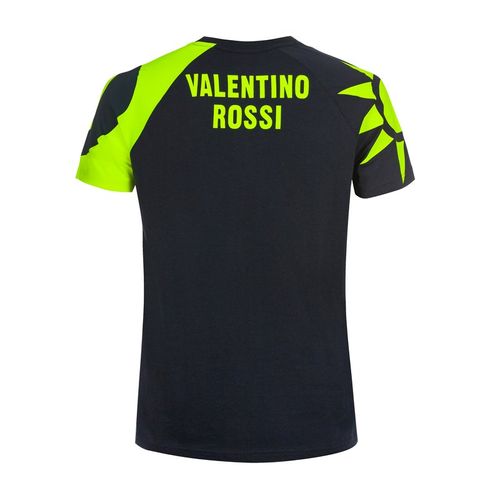 חולצה קצרה ולנטינו רוסי כחול / צהוב VR46 SUN AND MOON HELMET REPLICA T-SHIRT