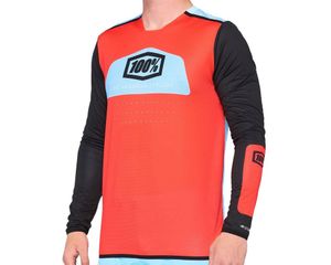 חולצת רכיבה שרוול ארוך  100% שחור / אדום - 100% R-CORE JERSEYT