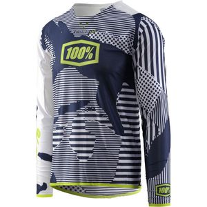 חולצת רכיבה 100% כחול / לבן - R-CORE X DH 100% 