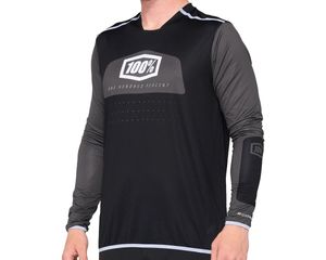 חולצת רכיבה שרוול ארוך  100% שחור / לבן - 100% R-CORE JERSEY 