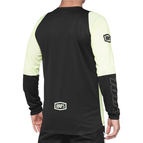 חולצת רכיבה שרוול ארוך  100% צהוב / שחור - 100% R-CORE JERSEY 