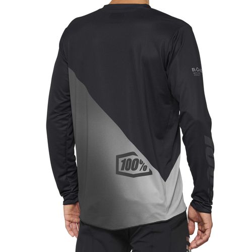 חולצת רכיבה שרוול ארוך 100% שחור / אפור - 100% R-CORE X JERSEY 