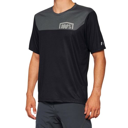 חולצת רכיבה קצרה שחור / אפור 100% - AIRMATIC JERSEY V22