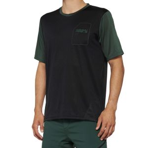 חולצת רכיבה קצרה 100% שחור / ירוק - RIDECAMP 100%