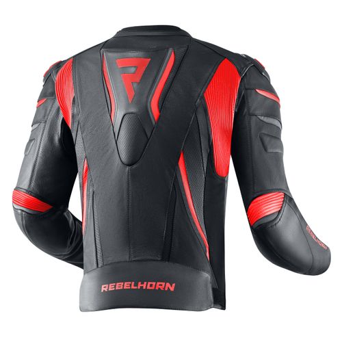 מעיל עור רבל הורן שחור / אדום - REBELHORN FIGHTER LEATHER JACKET