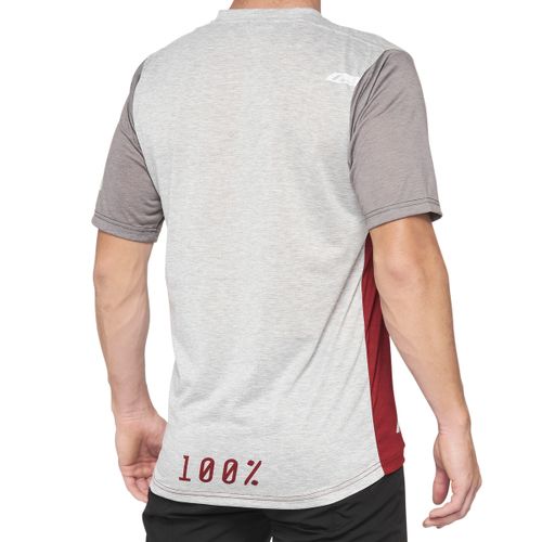חולצת רכיבה קצרה אדום / אפור 100% - AIRMATIC JERSEY 