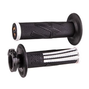 גריפים עם נעילה וידית מצערת שחור / לבן - ODI EMIG PRO V2 LOCK-ON GRIPS