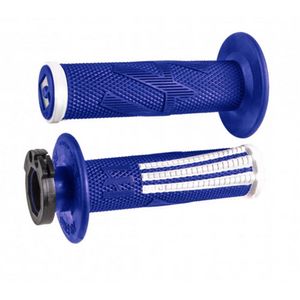 גריפים עם נעילה וידית מצערת כחול / לבן - ODI EMIG PRO V2 LOCK-ON GRIPS