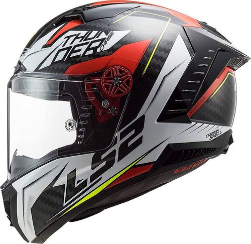 קסדת קרבון אל אס 2 אדום / לבן - LS2 FF805C CARBON