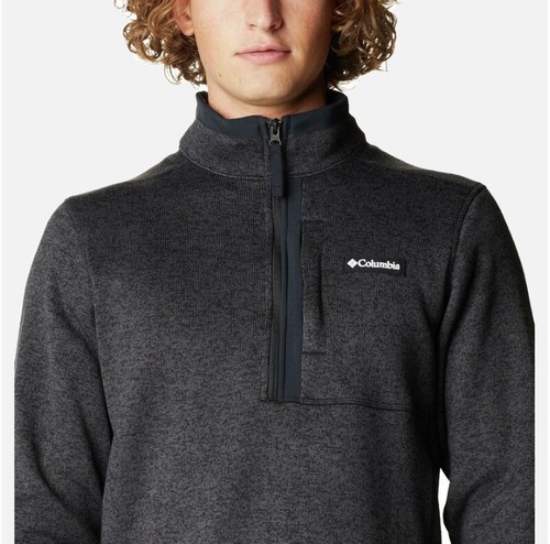 מעיל מיקרו פליז גברים Sweater Weather Half Zip Black Heather