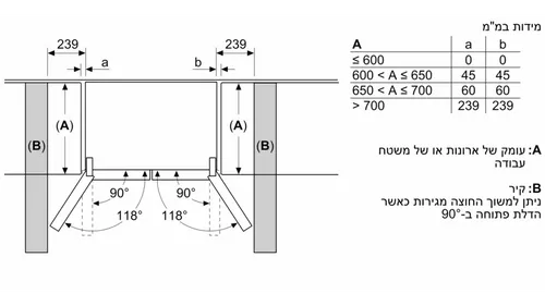 מקרר 4 דלתות מקפיא תחתון 541 ליטר Siemens KF96NVPEAL No-Frost