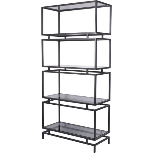 ספריית מדפים 5 קומות זכוכית שחורה  ABINGTON Display Unit