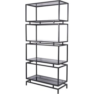 ספריית מדפים 5 קומות זכוכית שחורה  ABINGTON Display Unit