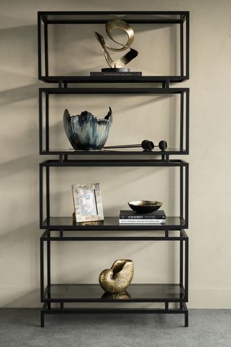 ספריית מדפים 5 קומות זכוכית שחורה  ABINGTON Display Unit
