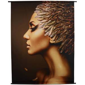 יצירת אומנות קטיפה פרופיל בלרינה זהב Golden Feather Ballerina Velvet Wall     