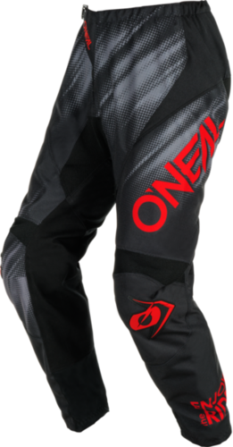 חליפת רכיבה ONEAL ELEMENT VOLTAGE בצבע שחור ואדום, כוללת חולצה ומכנסיים עם הגנה מתקדמת, חומרים נושמים וגרפיקה מודגשת לרכיבה מקצועית על אופניים