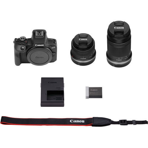 מצלמה ללא מראה Canon EOS R100 עם עדשות 18-45 מ״מ + 55-210 מ״מ - יבואן רשמי