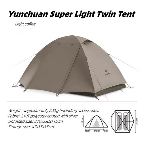 אוהל טיולים זוגי קל משקל אטום למים NATUREHIKE YUNCHUAN 2