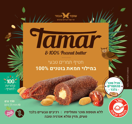 חטיף תמרים טבעי במילוי חמאת בוטנים 100% - שקד תבור 