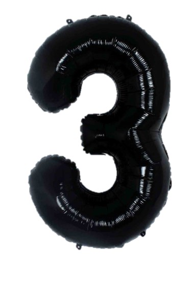 בלון הליום/אוויר ספרה 3 - שחור 