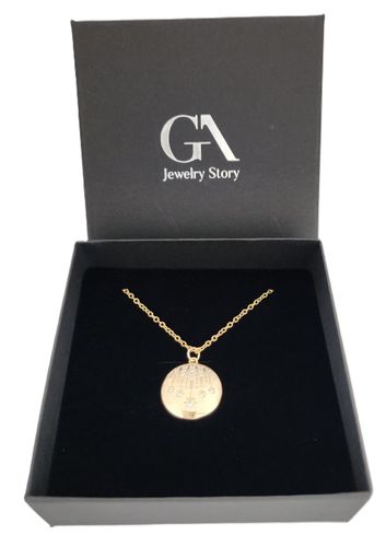 שרשרת מרובע זהב משובצת זרקונים - דנית (בקופסת מתנה מהודרת)