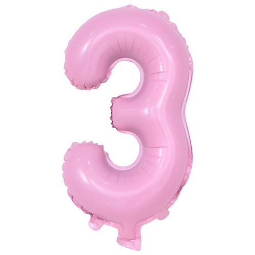 בלון ספרה 3 ורוד בייבי 40
