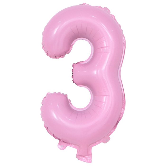 בלון ספרה 3 ורוד בייבי 40"